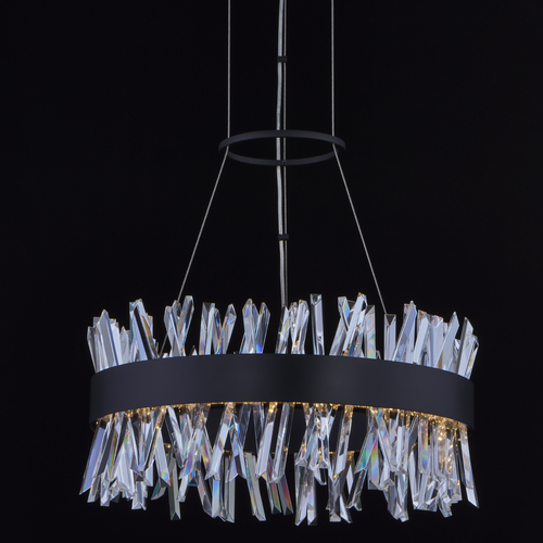 Allegri Lighting Glacier 20-Inch LED Pendant in Matte Black by Allegri Crystal 030253-052