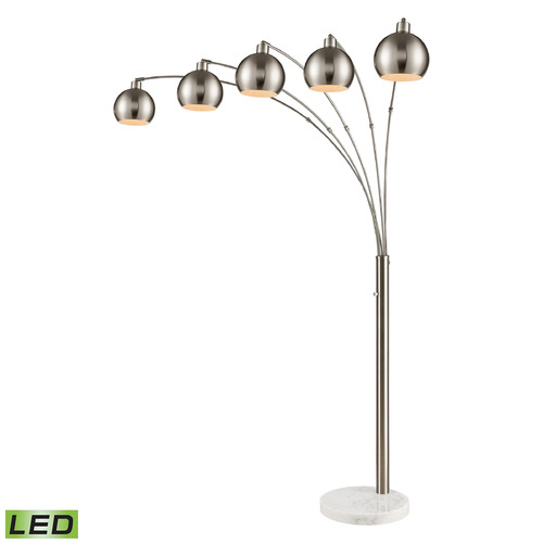 Elk Lighting Elk Lighting Peterborough Polished Nickel & White LED Arc Lamp with Bowl / Dome Shade 77102-LED