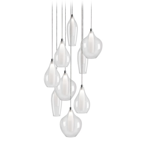 Kuzco Lighting Modern Chrome LED Multi-Light Pendant with Clear & Frosted Shade 3000K 1800LM by Kuzco Lighting MP3009