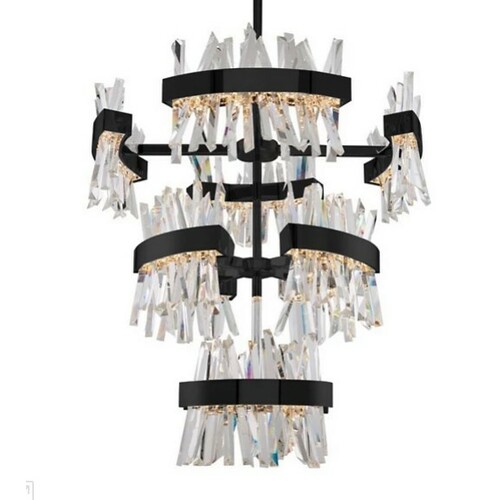 Allegri Lighting Glacier 36-Inch Wide LED Chandelier in Matte Black by Allegri Crystal 030259-052