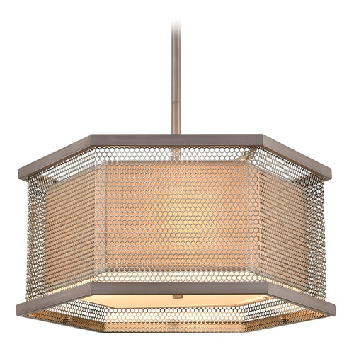 Elk Lighting Elk Lighting Crestler Weathered Zinc, Polished Nickel Pendant Light with Hexagon Shade 15665/3