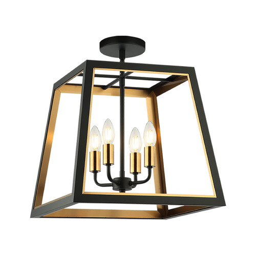 Matteo Lighting Rosalie Matte Black & Aged Gold Brass Semi-Flush Mount by Matteo Lighting X72104MBAG