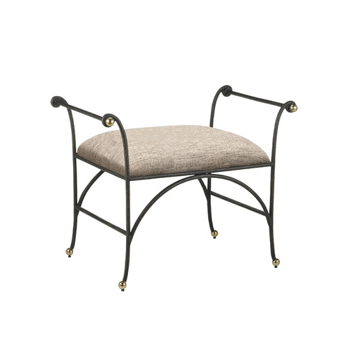 Currey and Company Lighting Mabel Ottoman in Antique Black & Brass by Currey & Company 7000-0942