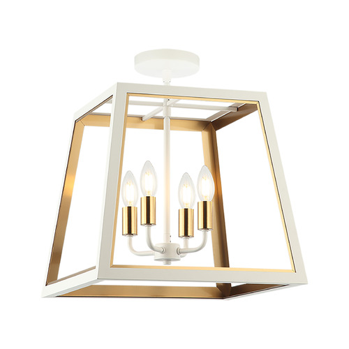 Matteo Lighting Rosalie White & Aged Gold Brass Semi-Flush Mount by Matteo Lighting X72104WHAG