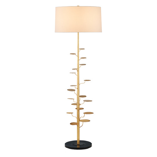 Currey and Company Lighting Currey and Company Vittoria Antique Gold Leaf Floor Lamp with Drum Shade 8000-0161