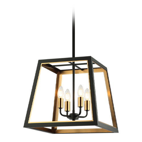 Matteo Lighting Rosalie Matte Black & Aged Gold Brass Pendant by Matteo Lighting C72104MBAG