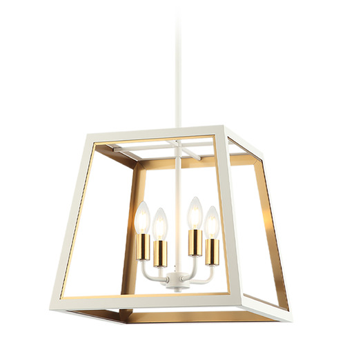 Matteo Lighting Rosalie White & Aged Gold Brass Pendant by Matteo Lighting C72104WHAG