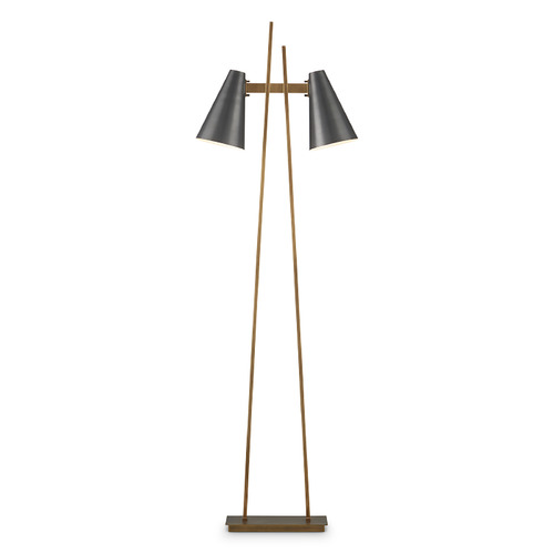 Currey and Company Lighting Currey and Company Duet Oil Rubbed Bronze & Antique Brass LED Floor Lamp with Conical Shade 8000-0163