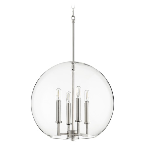 Quorum Lighting Polished Nickel Pendant with Globe Shade by Quorum Lighting 873-4-62