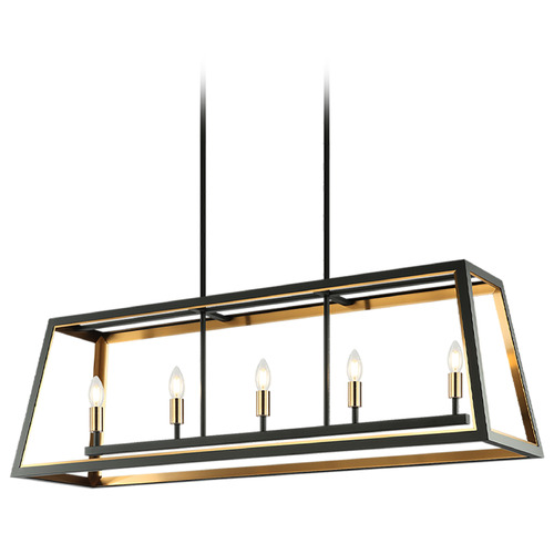 Matteo Lighting Rosalie Matte Black & Aged Gold Brass Pendant by Matteo Lighting C72105MBAG