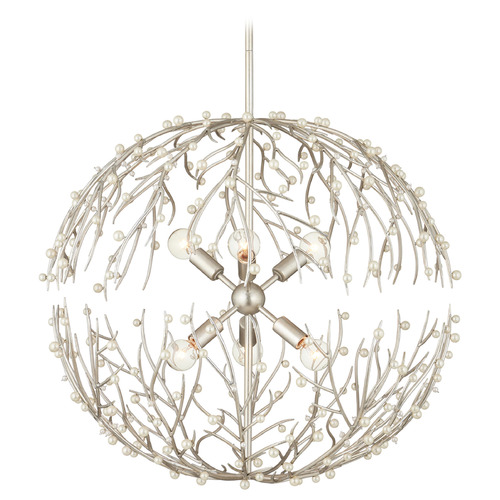 Currey and Company Lighting Currey and Company Aviva Stanoff Shinju Natural Pearl & Contemporary Silver Leaf Chandelier 9000-1291