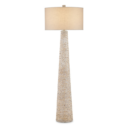 Currey and Company Lighting Currey and Company Birdsong Whitewash Floor Lamp with Drum Shade 8000-0166
