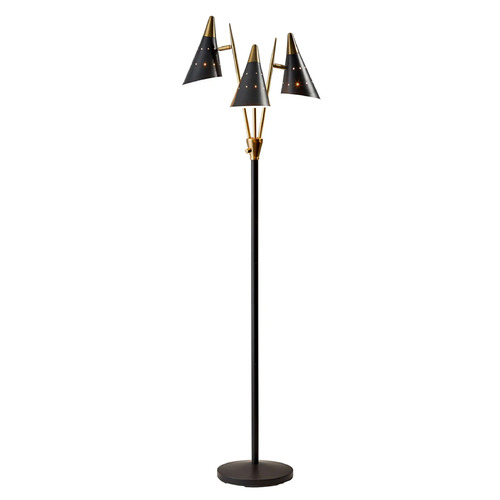 Adesso Home Lighting Adesso Home Nadine Matte Black & Antique Brass Floor Lamp with Conical Shade 3249-01