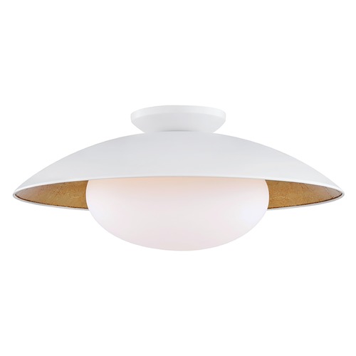 Mitzi by Hudson Valley Cadence White Lustro & Gold Leaf Semi-Flush by Mitzi by Hudson Valley H368601L-WH/GL