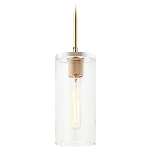Matteo Lighting Matteo Lighting Lincoln Aged Gold Brass Mini-Pendant Light with Cylindrical Shade C32501AG