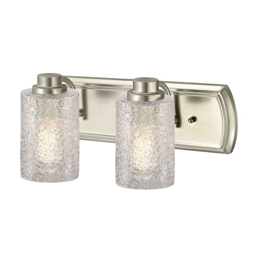 Design Classics Lighting Transitional 2-Light Bath Light with Textured Glass in Satin Nickel 1202-09 GL1060C