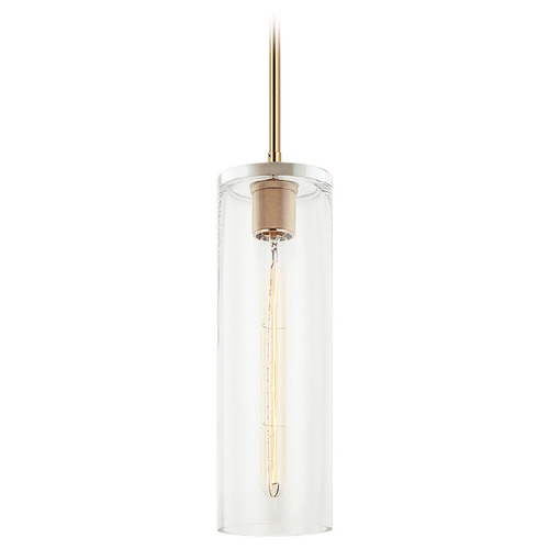 Matteo Lighting Matteo Lighting Lincoln Aged Gold Brass Mini-Pendant Light with Cylindrical Shade C32511AG