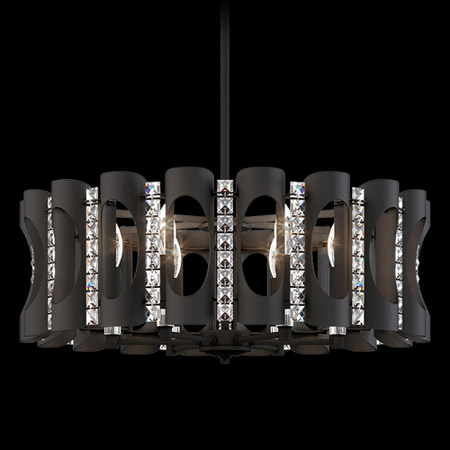 Schonbek Lighting Schonbek Worldwide Lighting Twilight Black Pendant Light with Drum Shade MR1006N-BK1O