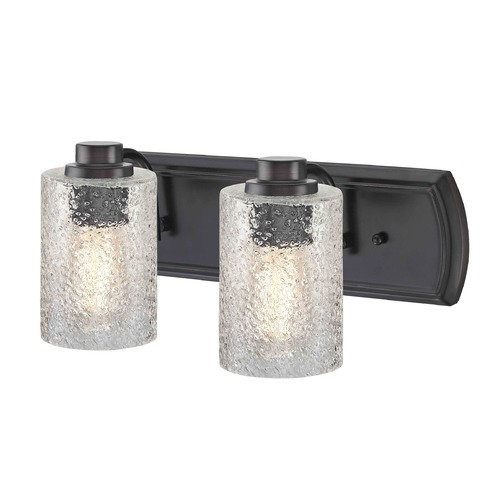 Design Classics Lighting Transitional Textured Glass 2-Light Bath Wall Light in Bronze 1202-36 GL1060C