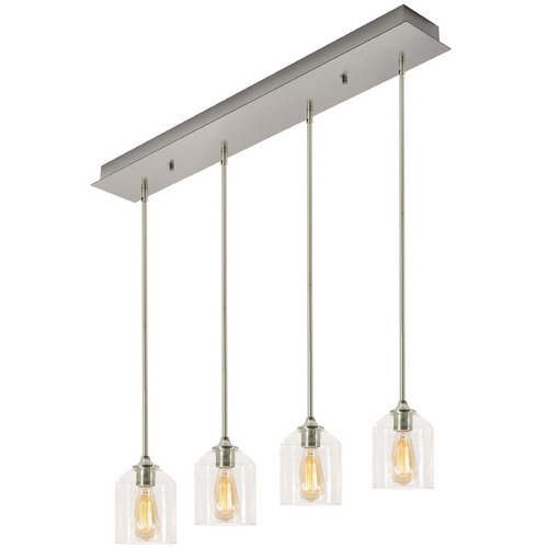 AFX Lighting Afx Lighting William Satin Nickel Multi-Light Pendant with Bowl / Dome Shade WMMP06MBSNLNR4