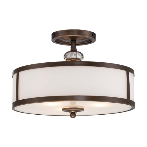 Minka Lavery Semi-Flush Mount with White Glass in Dark Noble Bronze by Minka Lavery 4942-570