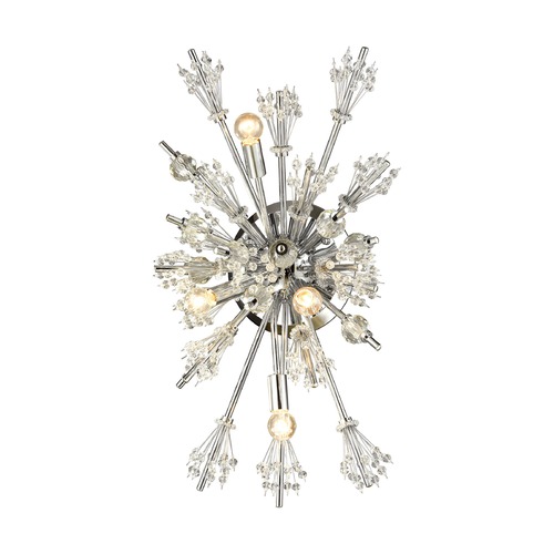 Elk Lighting Mid-Century Modern Crystal Sconce Cluster Light Chrome Starburst by Elk Lighting 11747/4