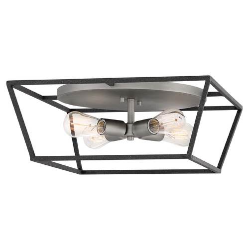 Hinkley Fulton 4-Light Aged Zinc & Antique Nickel Flush Mount by Hinkley Lighting 3331DZ