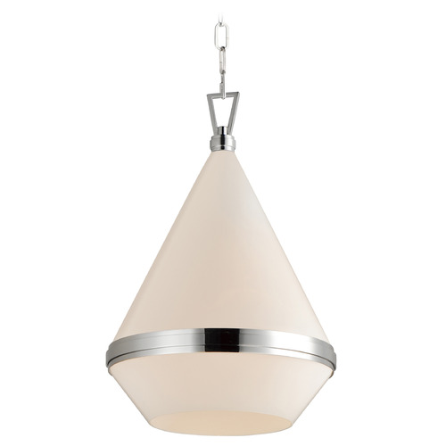 Maxim Lighting Maxim Lighting Giza Polished Nickel Pendant Light with Conical Shade 10376WTPN