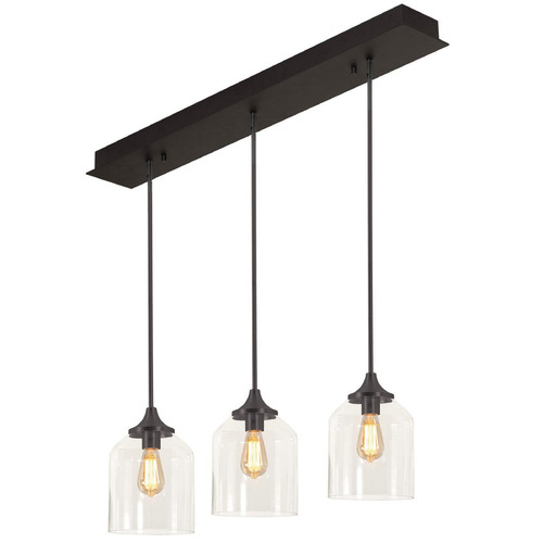 AFX Lighting Afx Lighting William Black Multi-Light Pendant with Bowl / Dome Shade WMMP08MBBKLNR3