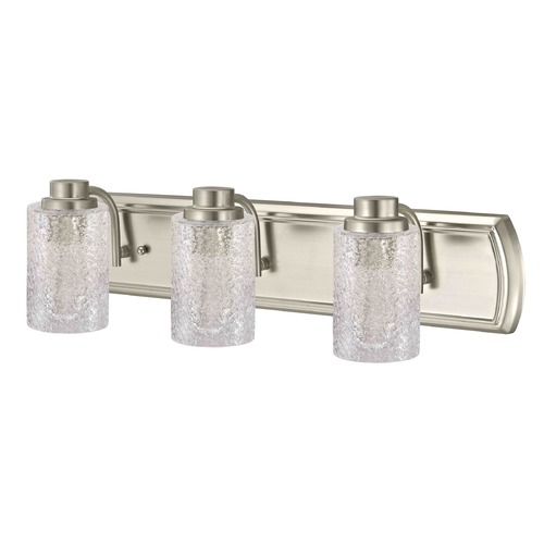 Design Classics Lighting Transitional Textured Glass 3-Light Bathroom Light in Satin Nickel 1203-09 GL1060C