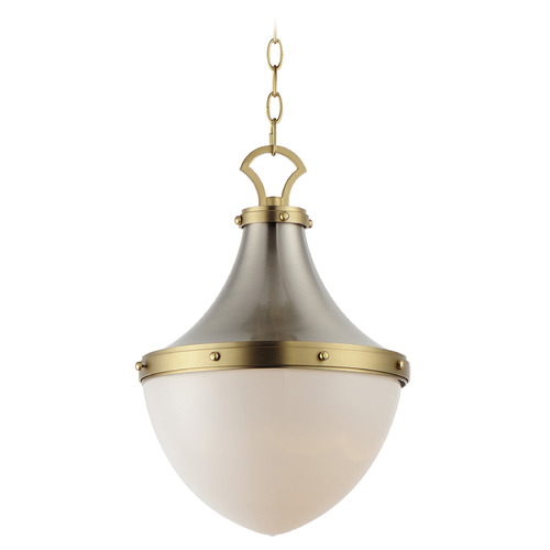 Maxim Lighting Maxim Lighting Conrad Satin Nickel & Satin Brass Pendant Light with Bowl / Dome Shade 10384WTSNSBR