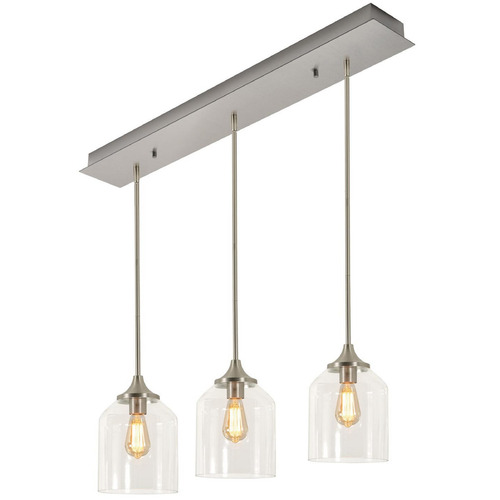 AFX Lighting Afx Lighting William Satin Nickel Multi-Light Pendant with Bowl / Dome Shade WMMP08MBSNLNR3