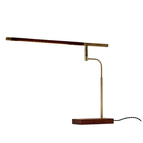 Adesso Home Lighting Adesso Home Barrett Antique Brass and Walnut Wood LED Swing Arm Lamp 3046-15