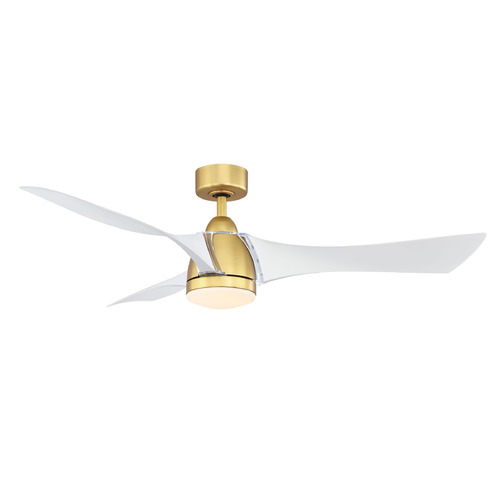 Fanimation Fans Klear Brushed Satin Brass LED Ceiling Fan with Light by Fanimation Fans FPD6858BSMW
