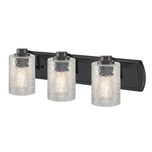 Design Classics Lighting Transitional Textured Glass 3-Light Bath Wall Light in Bronze 1203-36 GL1060C