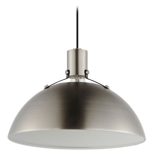 Maxim Lighting Maxim Lighting Dawn Satin Nickel & Black Pendant Light with Bowl / Dome Shade 12042SN