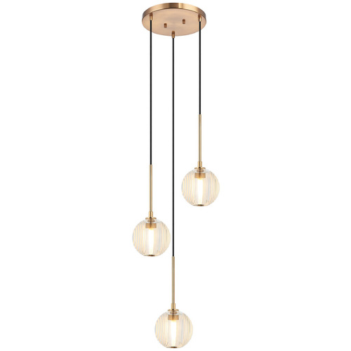 Matteo Lighting Matteo Lighting Jemyca Aged Gold Brass Multi-Light Pendant with Globe Shade C61603AGCL