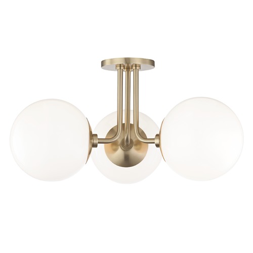 Mitzi by Hudson Valley Stella Aged Brass Semi-Flush Mount by Mitzi by Hudson Valley H105603-AGB