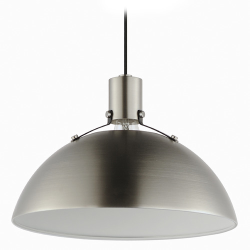 Maxim Lighting Maxim Lighting Dawn Satin Nickel & Black Pendant Light with Bowl / Dome Shade 12045SN