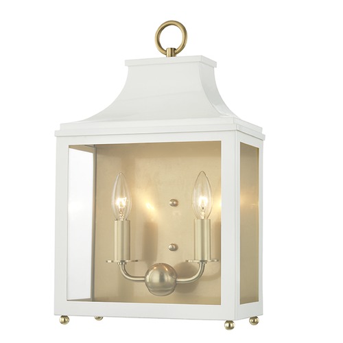 Mitzi by Hudson Valley Leigh Aged Brass & White Sconce by Mitzi by Hudson Valley H259102-AGB/WH