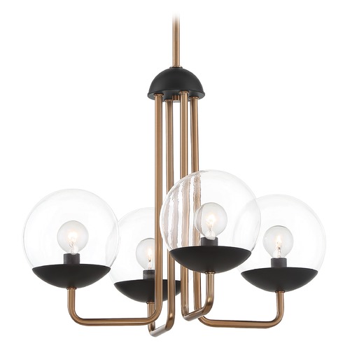 George Kovacs Lighting Outer Limits Painted Bronze & Natural Brushed Brass Chandelier by George Kovacs P1504-416