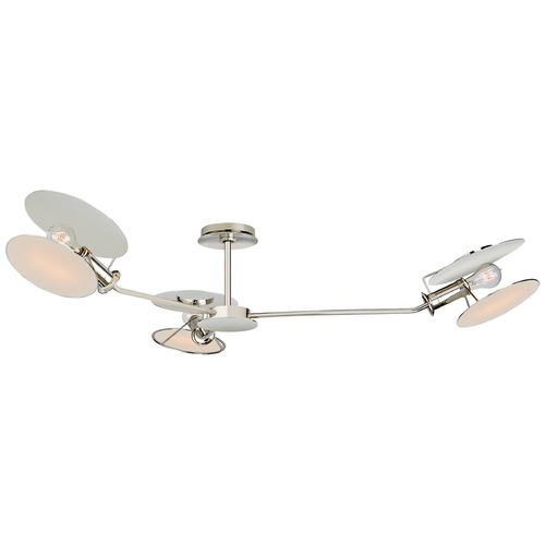 Visual Comfort Signature Collection Thomas OBrien Osiris Semi-Flush in Polished Nickel by Visual Comfort Signature TOB4291PNL