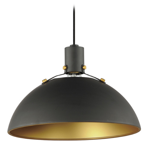 Maxim Lighting Maxim Lighting Dawn Antique Brass & Black Pendant Light with Bowl / Dome Shade 12048ABBK