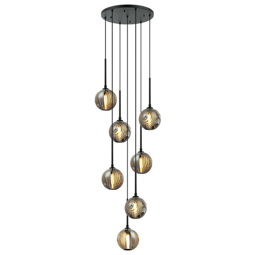 Matteo Lighting Matteo Lighting Jemyca Matte Black Multi-Light Pendant with Globe Shade C61607MBSM