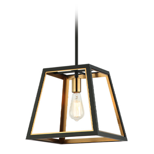 Matteo Lighting Rosalie Matte Black & Aged Gold Brass Pendant by Matteo Lighting C72101MBAG