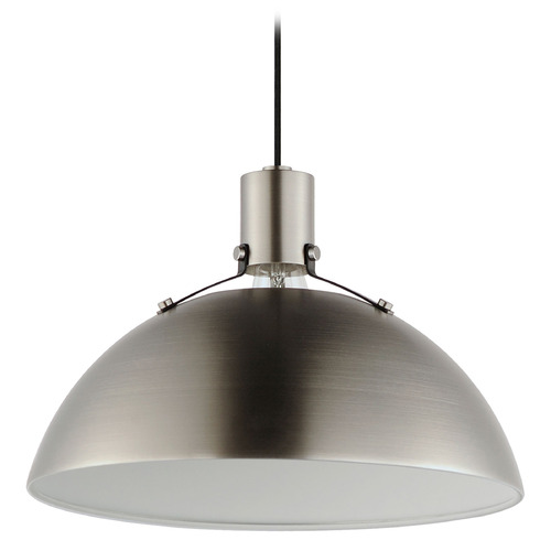 Maxim Lighting Maxim Lighting Dawn Satin Nickel & Black Pendant Light with Bowl / Dome Shade 12048SN