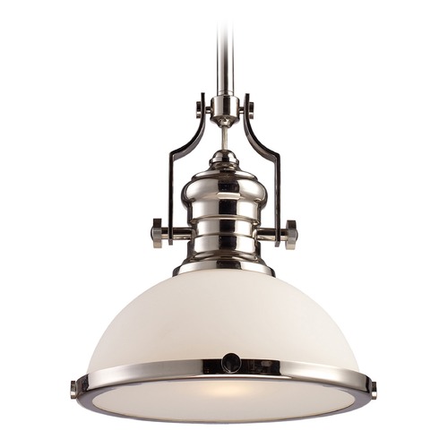 Elk Lighting Elk Lighting Chadwick Polished Nickel LED Pendant Light with Bowl / Dome Shade 66113-1-LED