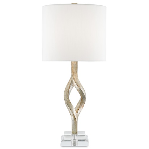 Currey and Company Lighting Currey and Company Elyx Chinois Silver Leaf Table Lamp with Drum Shade 6000-0071