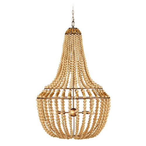 Currey and Company Lighting Currey and Company Penelope Beige & Antique Brass Chandelier 9000-1231