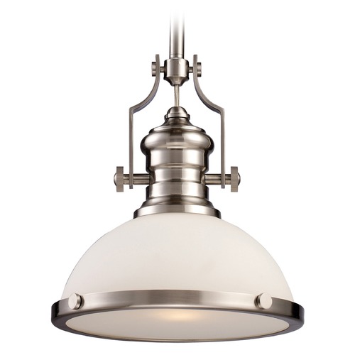 Elk Lighting Elk Lighting Chadwick Satin Nickel LED Pendant Light with Bowl / Dome Shade 66123-1-LED